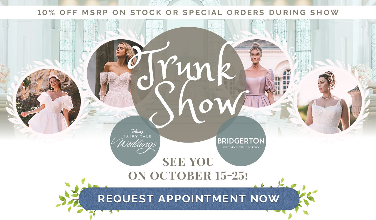 20250930_Disney_&_Bridgerton_Trunk_Show_Promo_Ad Disney Fairy Tale Weddings and Bridgerton Wedding Trunk Show