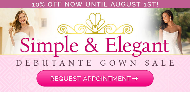 Debutante Dress Sale at Debra's Bridal Shop from now until August 1st!
